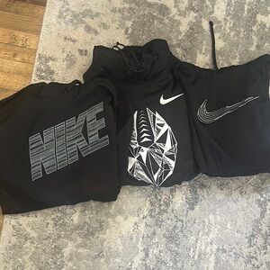 Nike Black Hoodies with Graphic White Designs